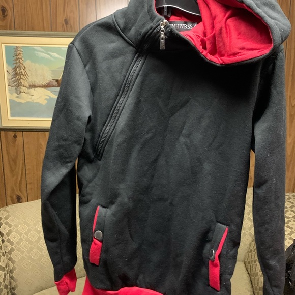 Oblique Zipper Solid Hoodie - Picture 2 of 2